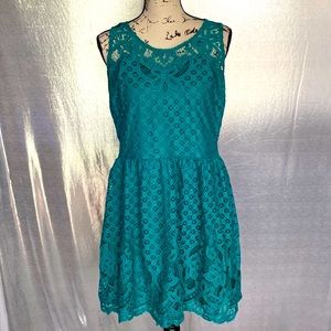 Midi Teal Lace Dress